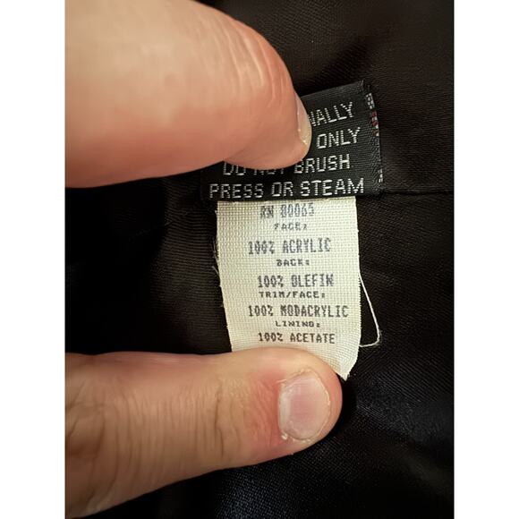 Boulevard East Faux Fur‎ Coat Black Beaver Trim Long Vintage Size Small 6-8 - Picture 9 of 13